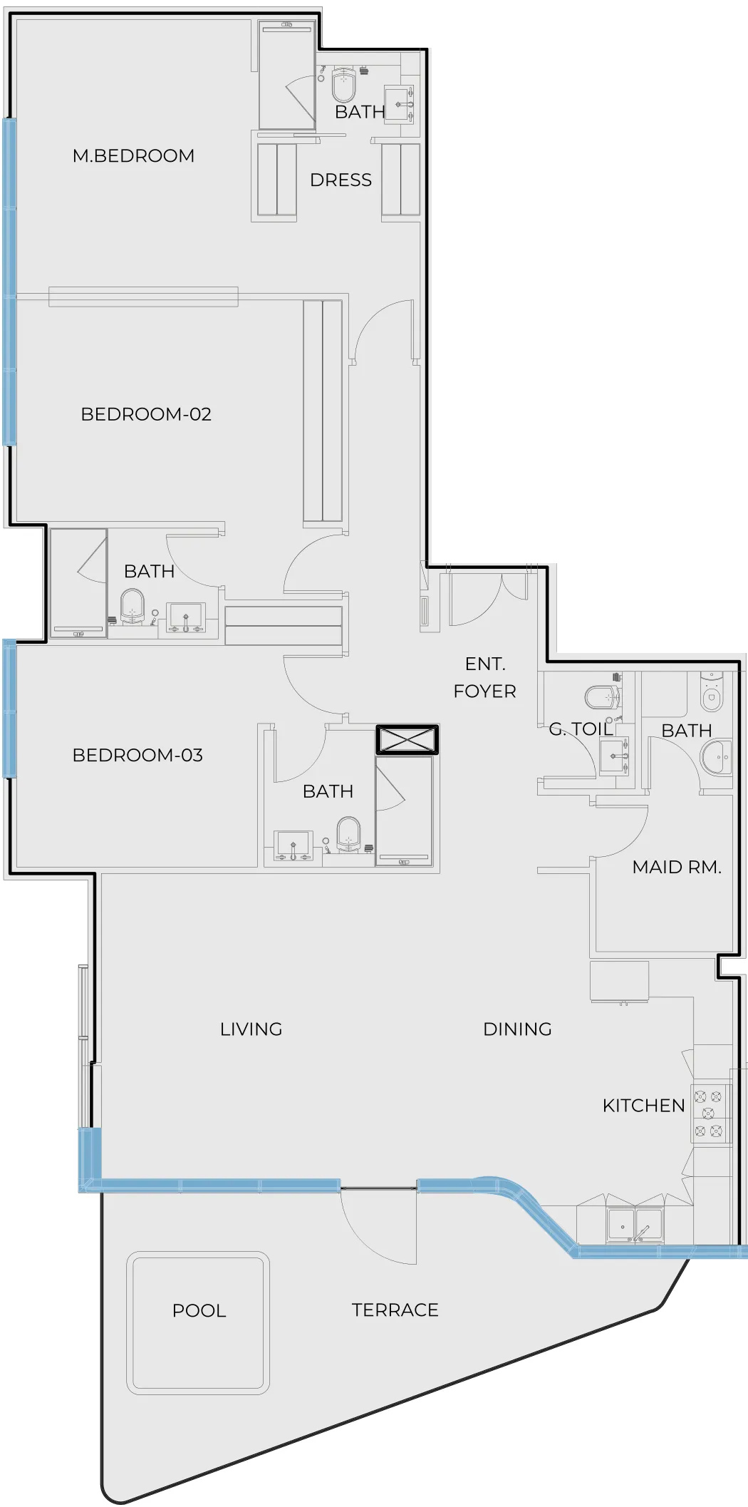 3 BR layout at Coastal Haven