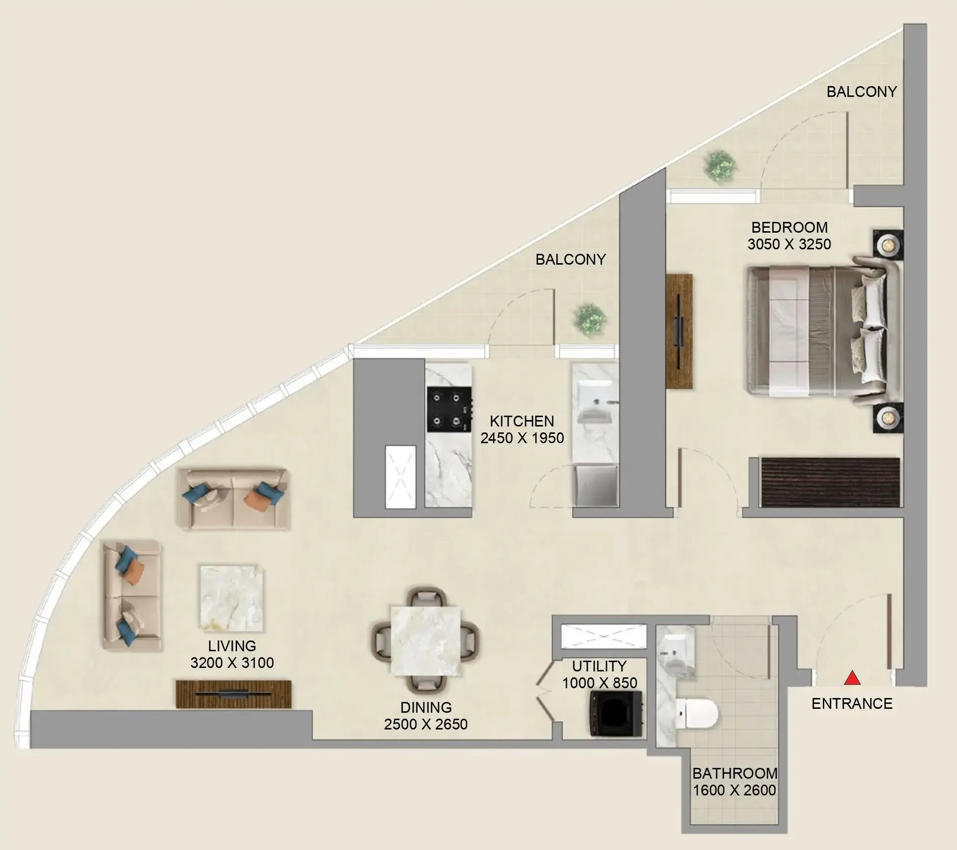 1 BR layout at Skyvue Altier