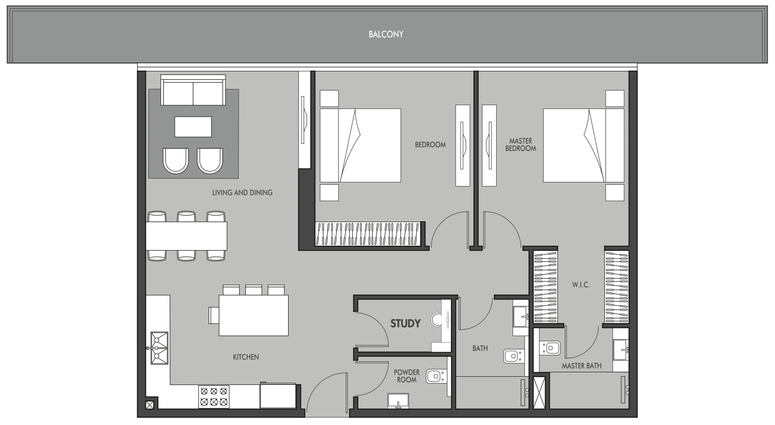 2 BR layout at Golf Place