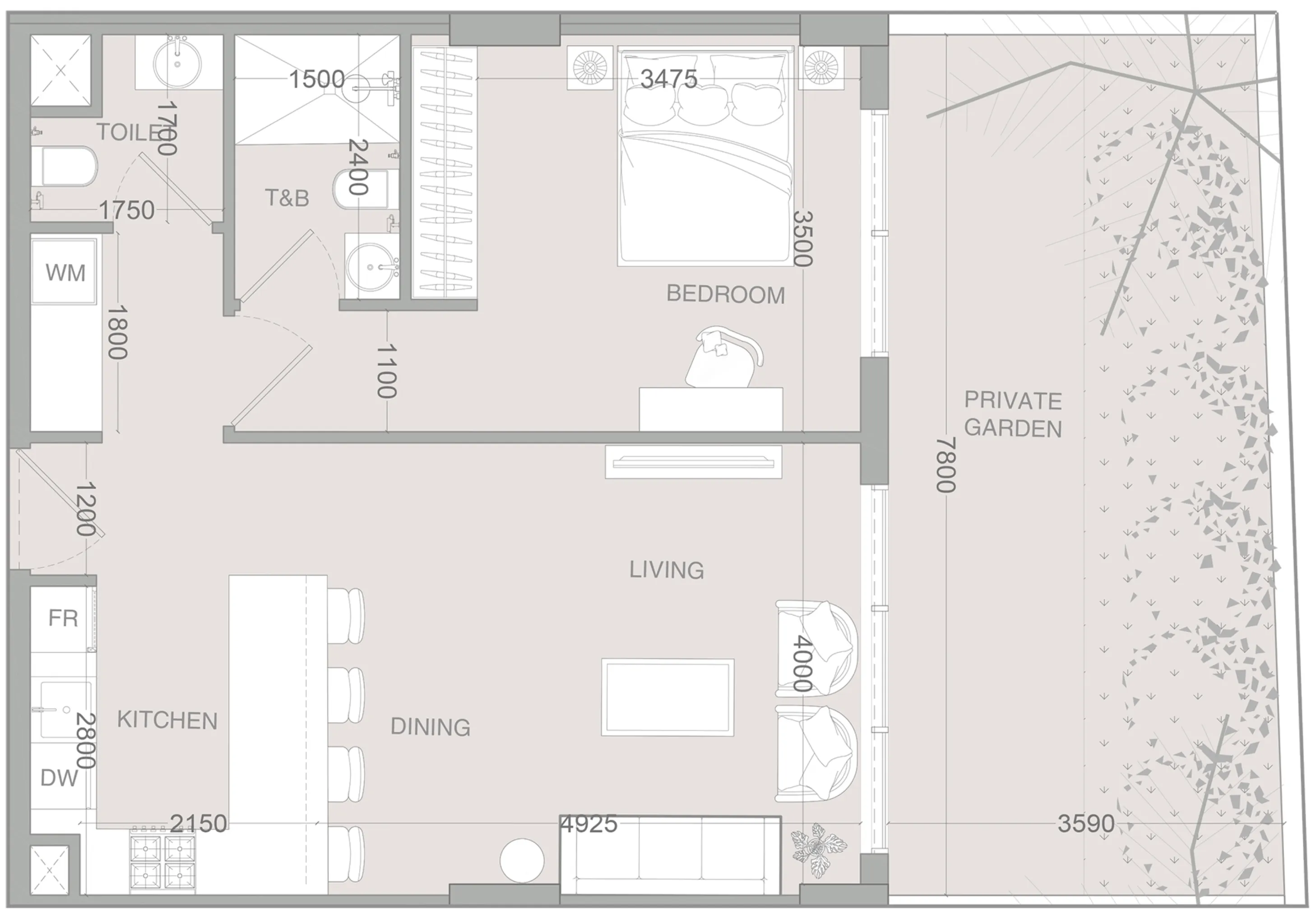1 BR layout at IR1DIAN Park 2