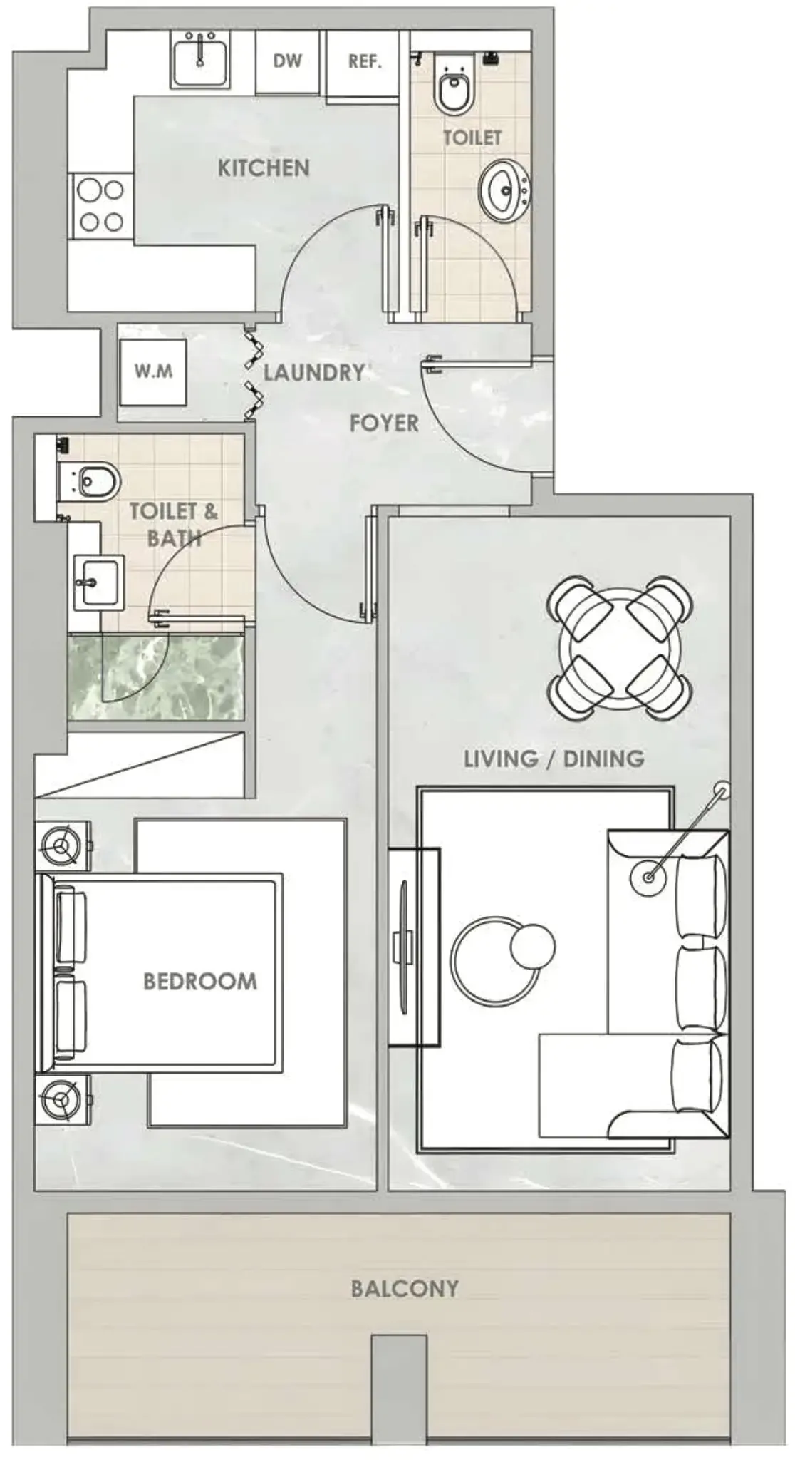 1 BR layout at Amazonia Residence