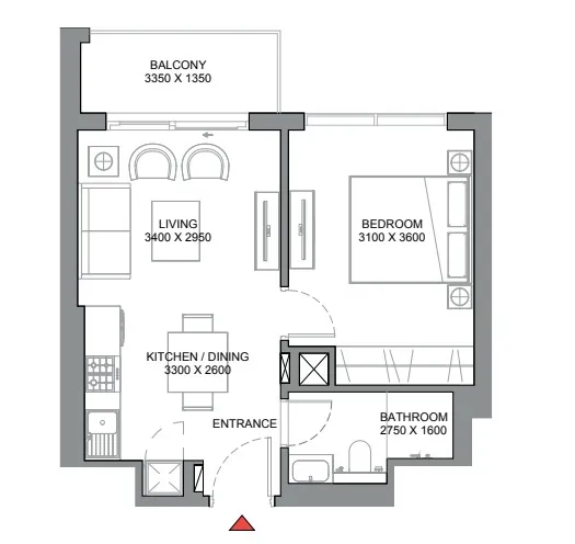 1 BR layout at 350 Riverside Crescent