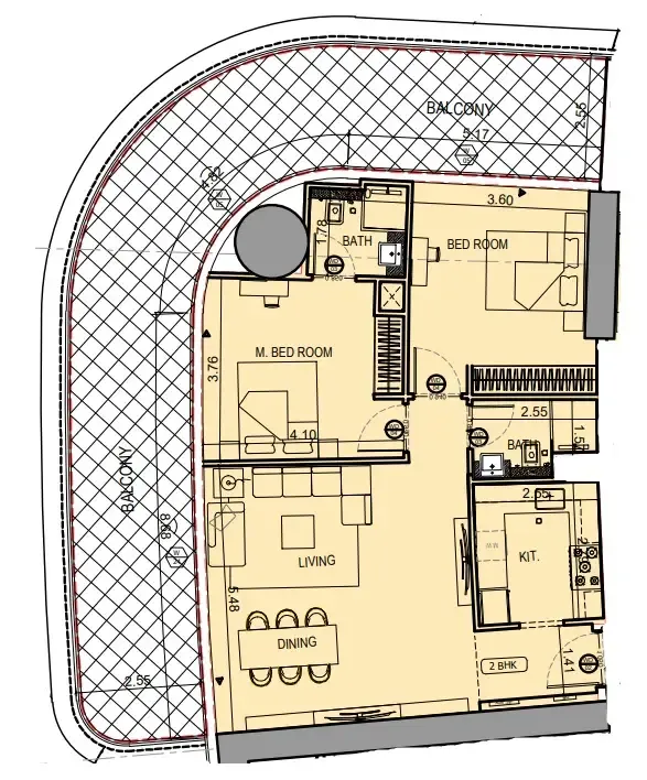 2 BR layout at Binghatti Hills