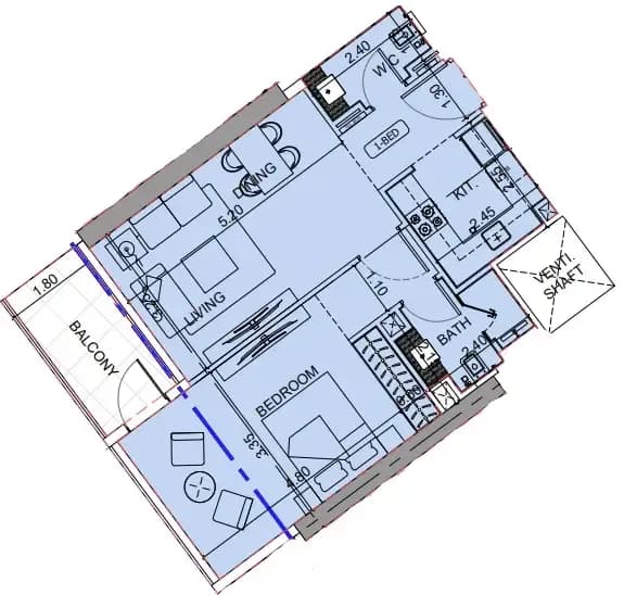 1 BR layout at Binghatti Cullinan