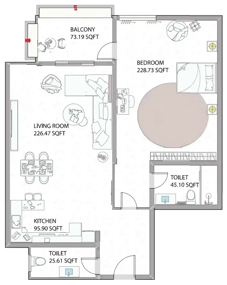 Ajman Creek Towers 1 BR floor plan - Free Zone, Dubai - by GJ Properties