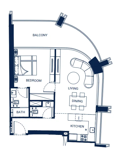 1 BR layout at Binghatti Skyrise