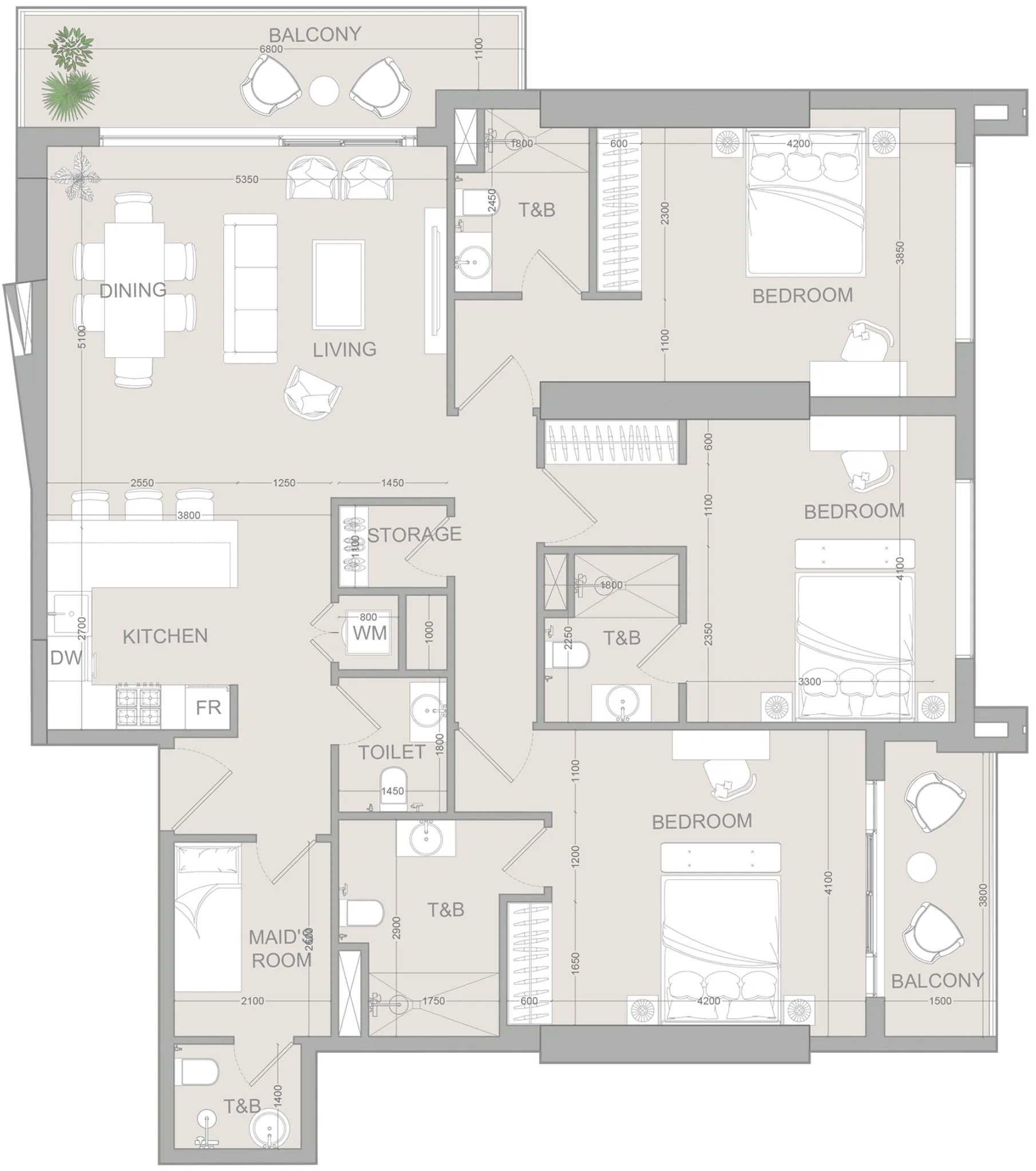 3 BR layout at AUREL1A Residence
