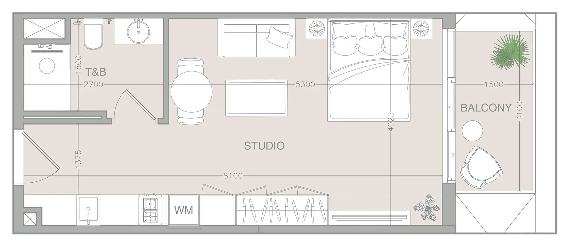 0 BR layout at 1WOOD Residence 2