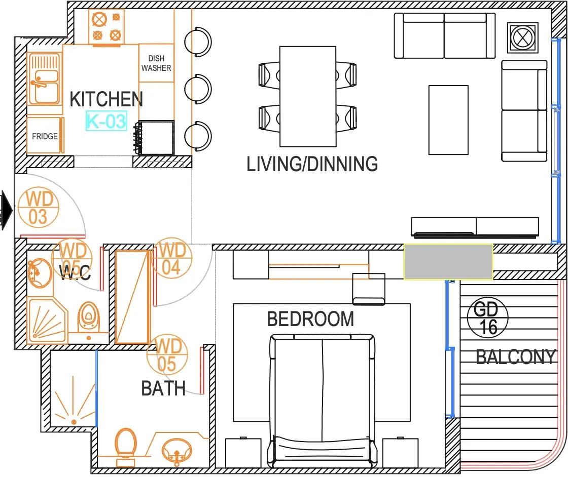 1 BR layout at Urban Life