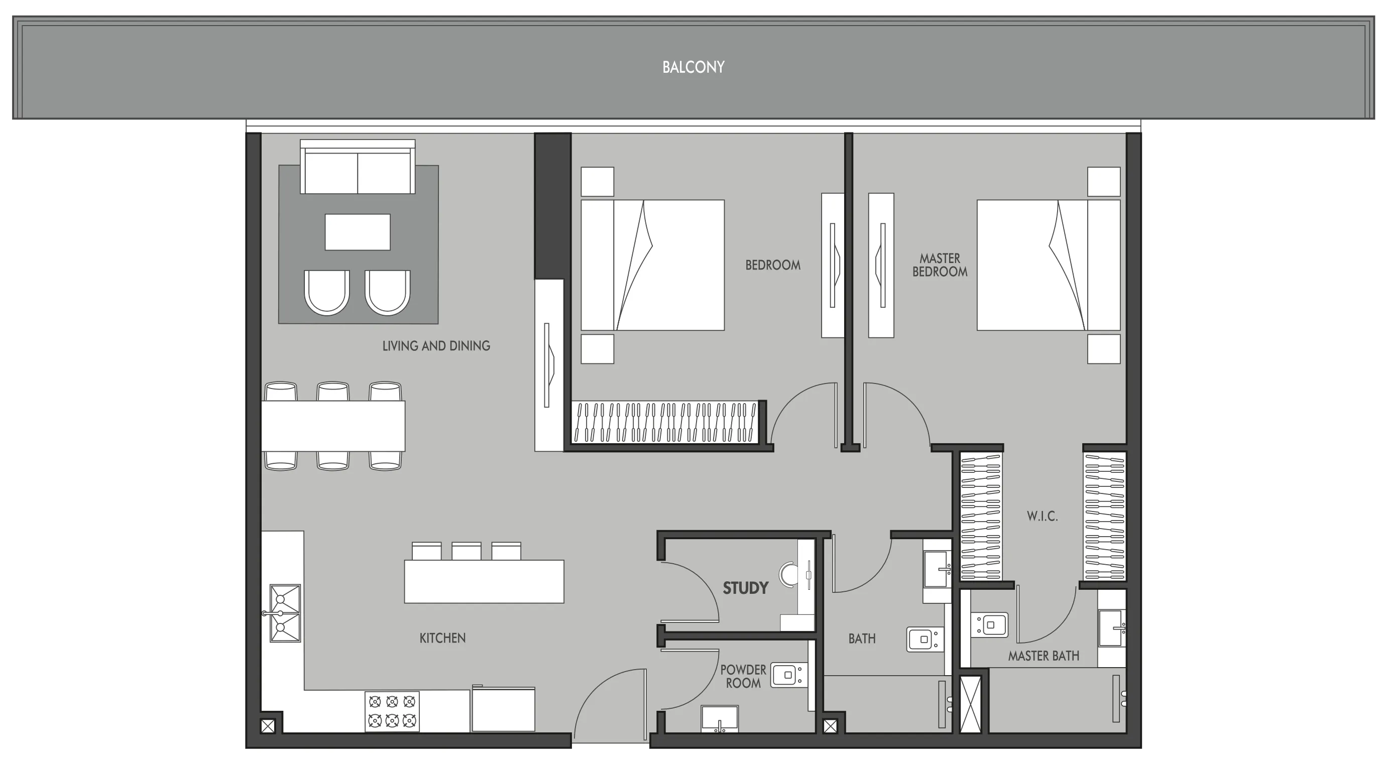 2 BR layout at Golf Place
