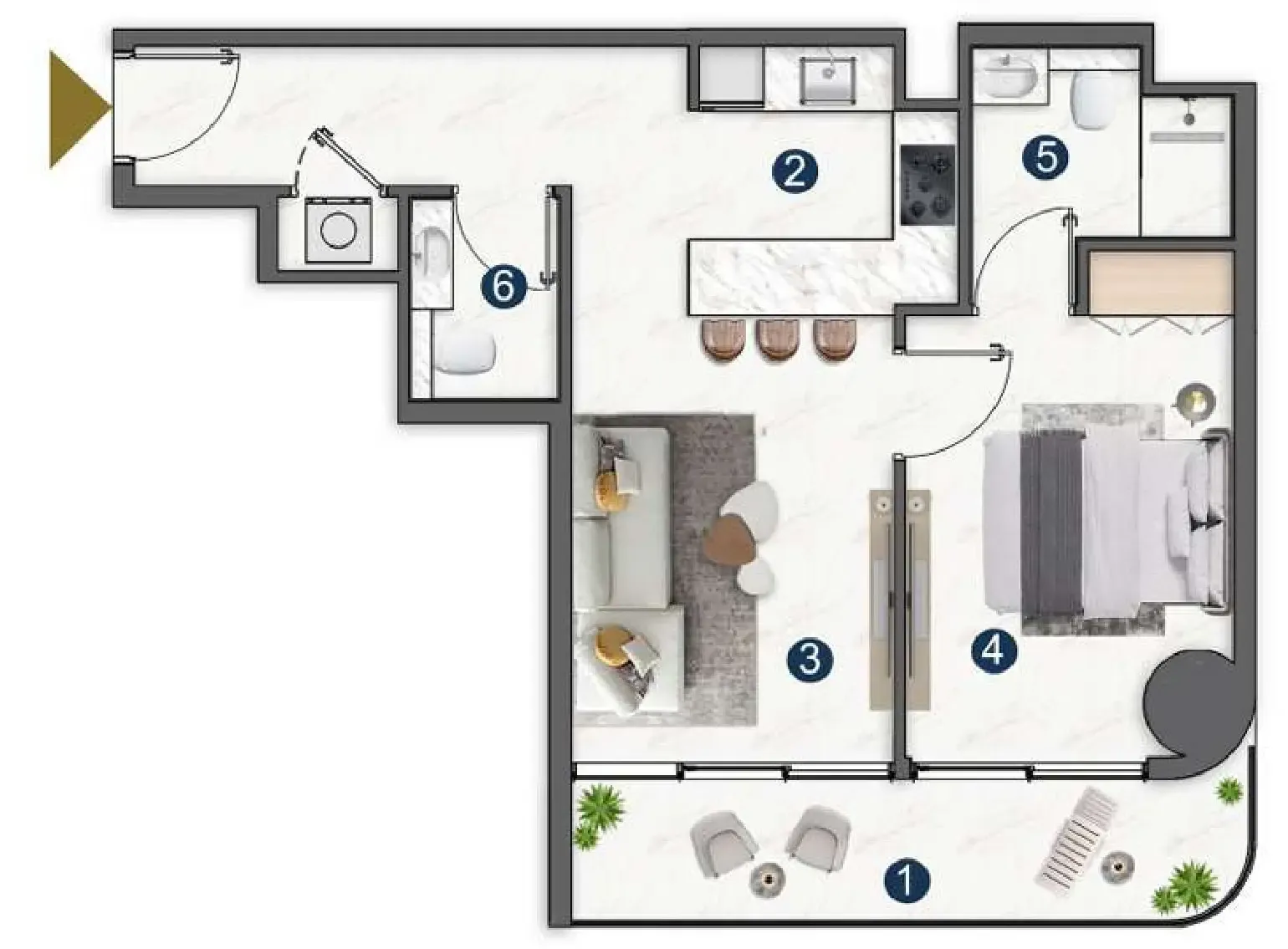 1 BR layout at Voxa Pantheon