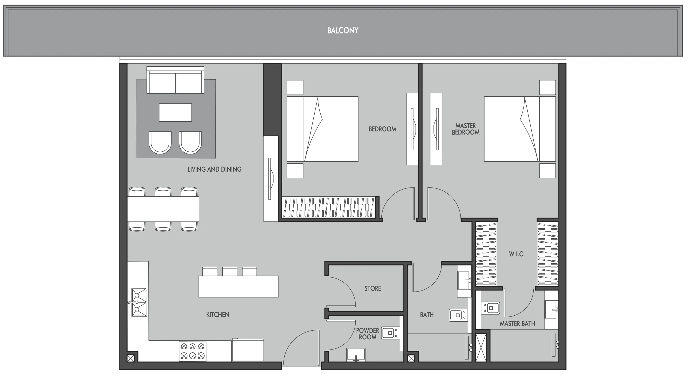 2 BR layout at Golf Place