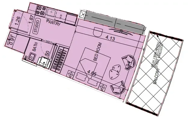 0 BR layout at Binghatti Flare