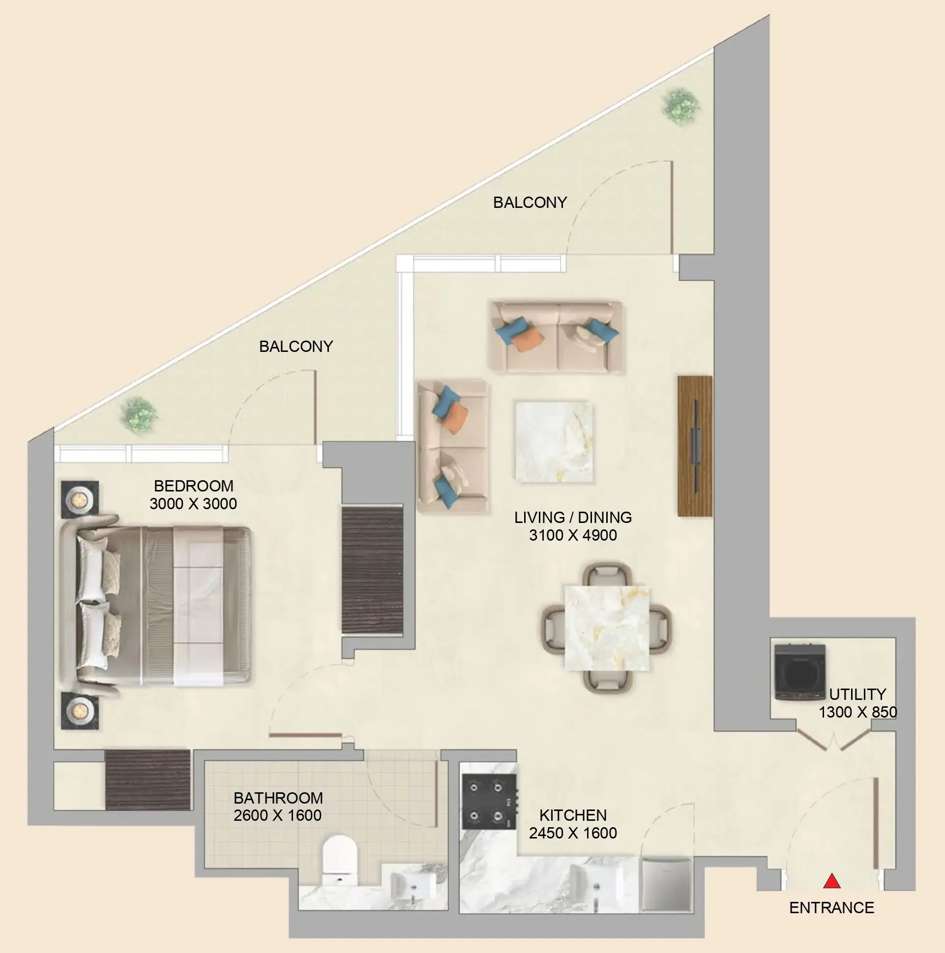 1 BR layout at Skyvue Altier