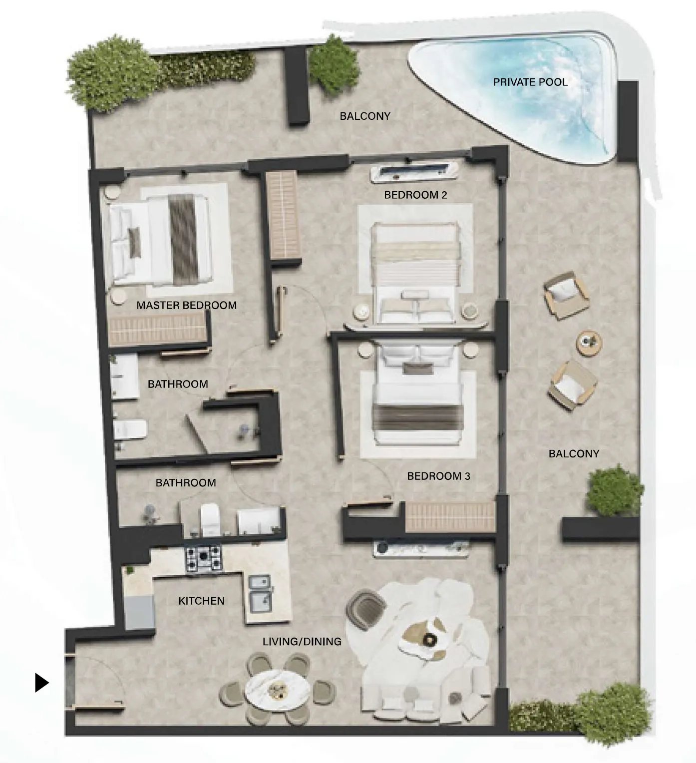 3 BR layout at Weybridge Gardens 5