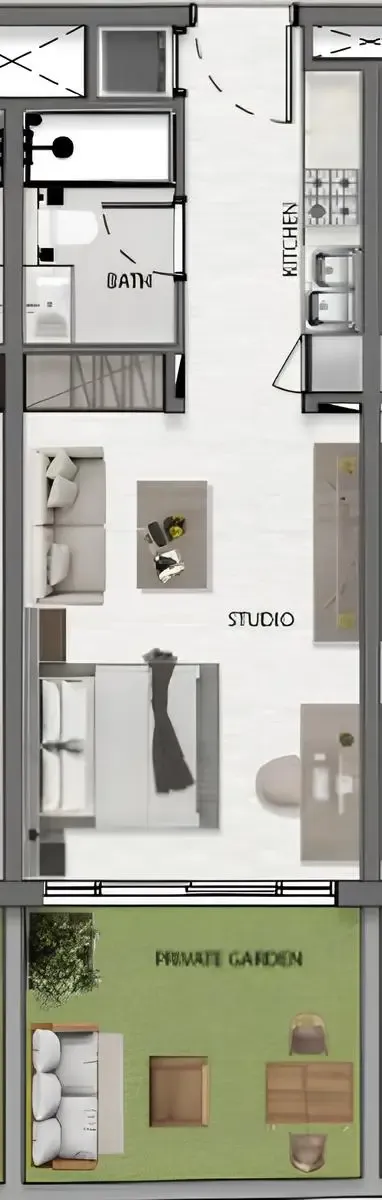 0 BR layout at Avana Residences