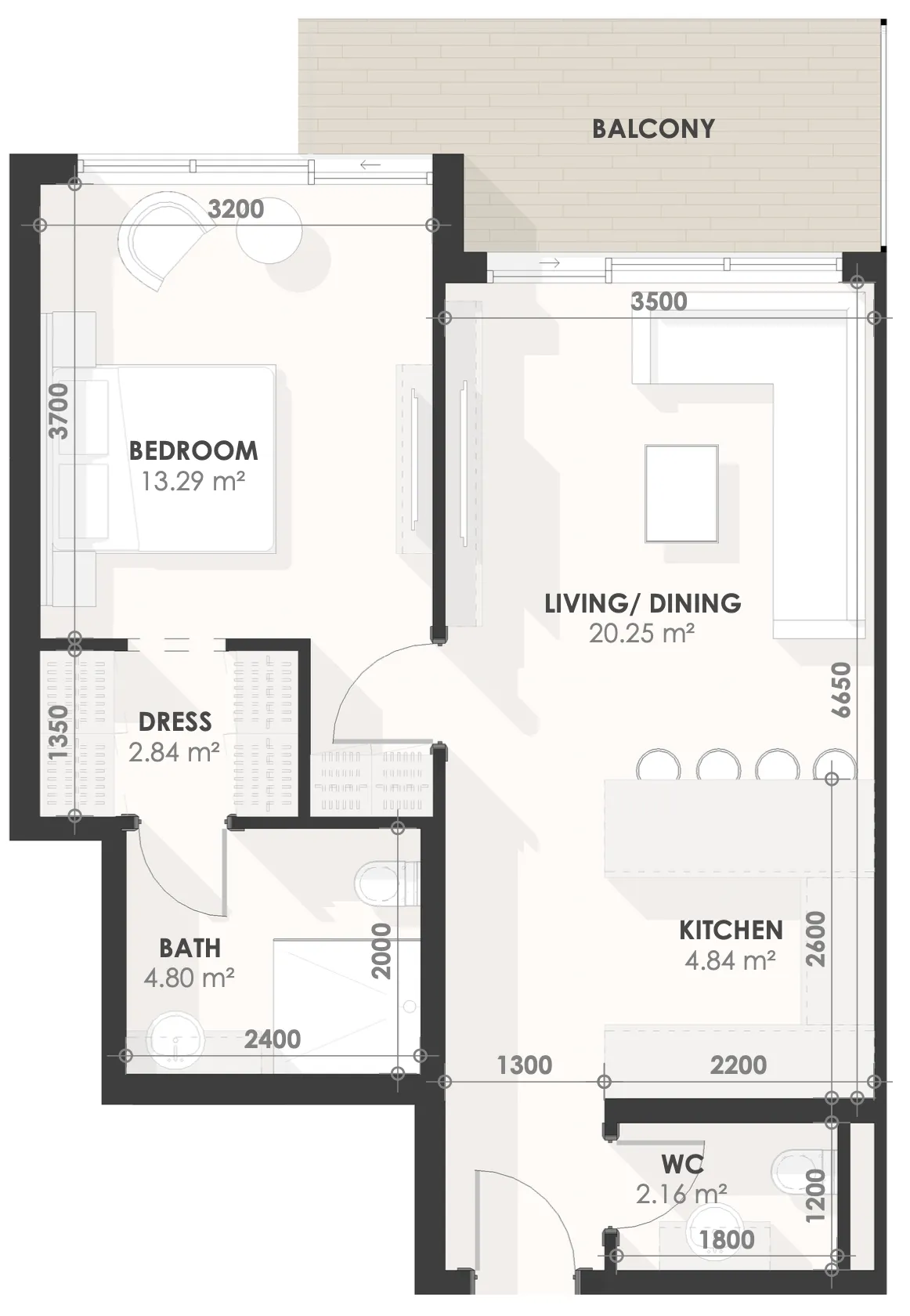 1 BR layout at Amazonia Residence