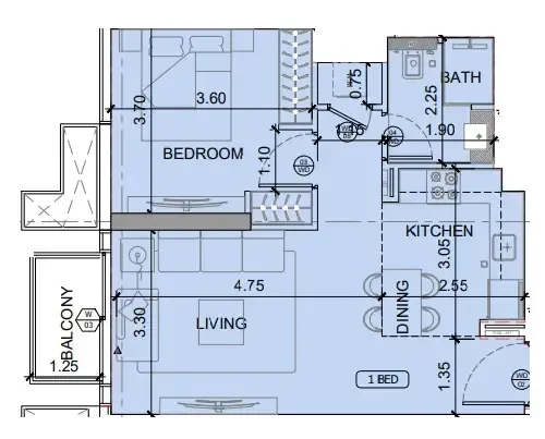 1 BR layout at Binghatti Etherea