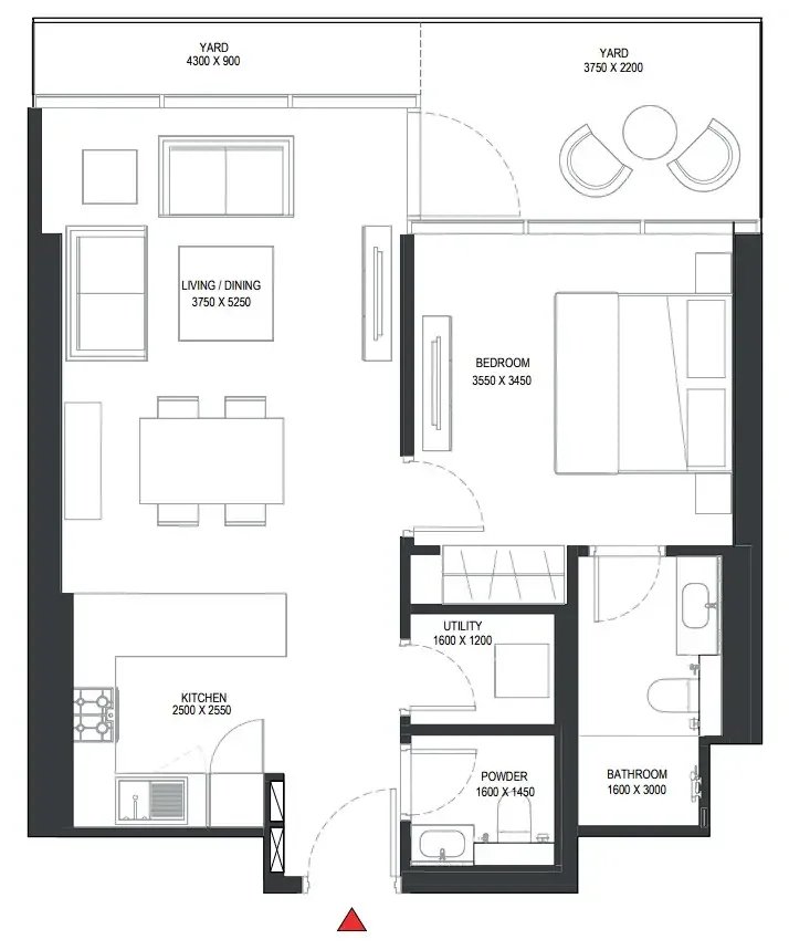 Sobha One 1 BR floor plan - Ras Al Khor, Dubai - by Sobha