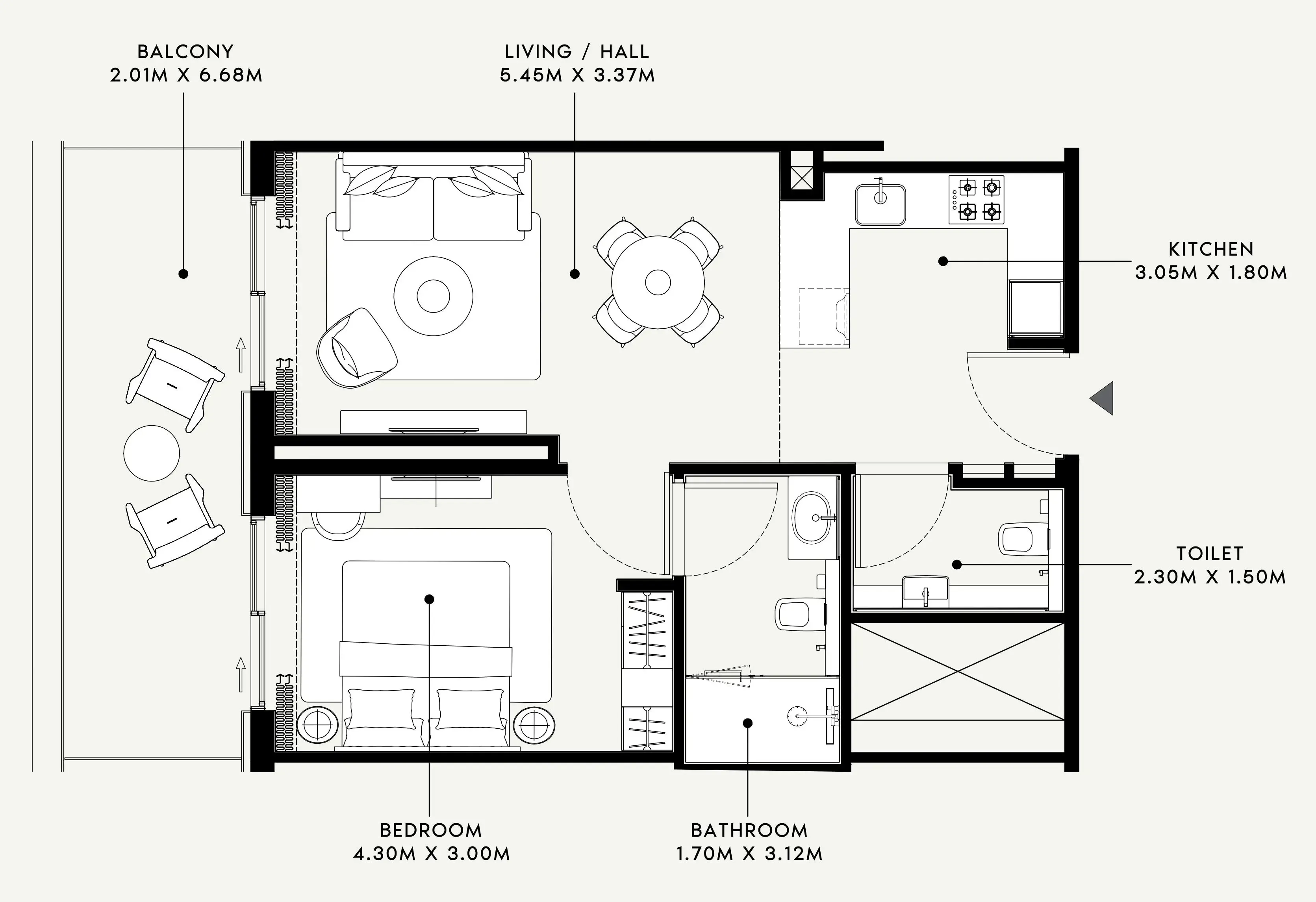 1 BR layout at Azizi Venice 
