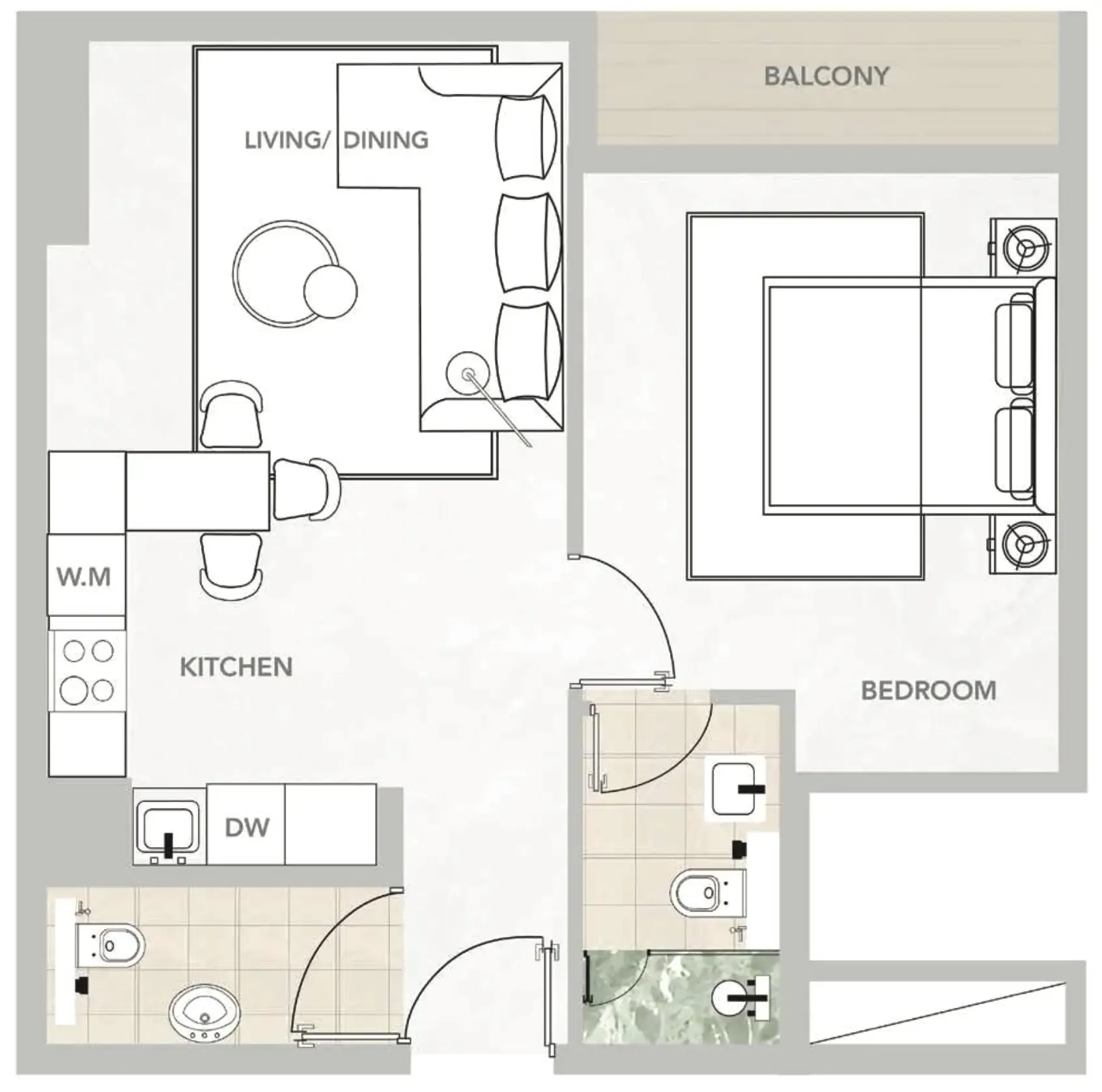 1 BR layout at Amazonia Residence