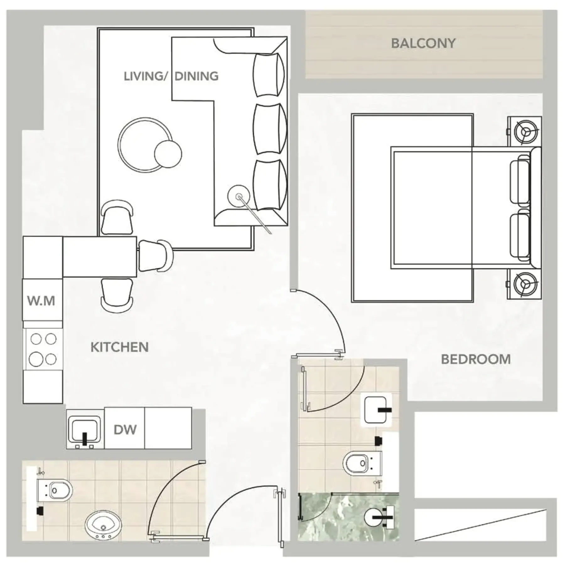 1 BR layout at Amazonia Residence