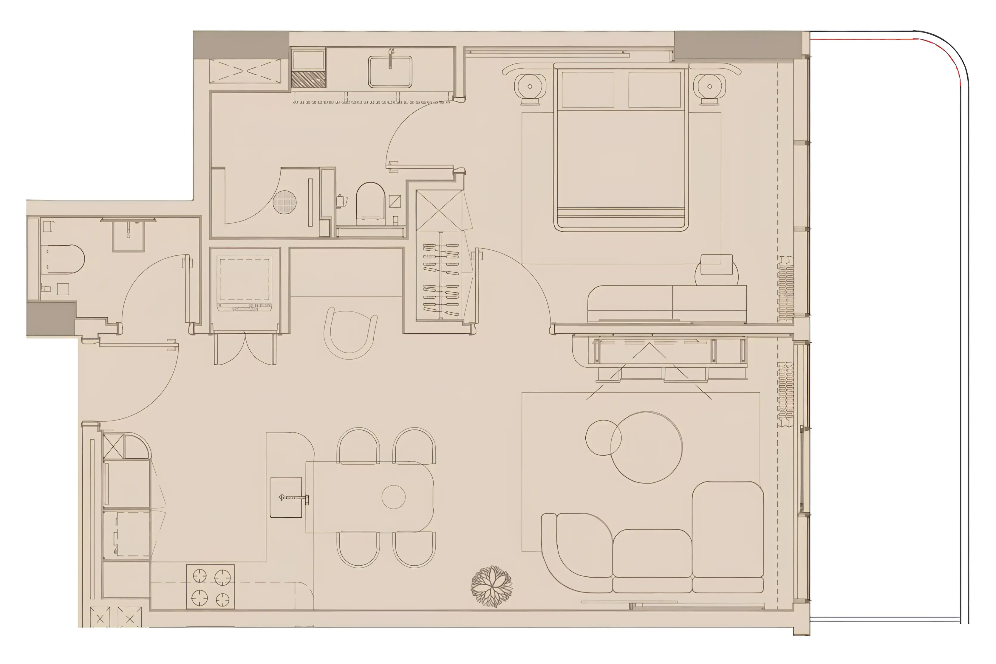 1 BR layout at Pearl House IV