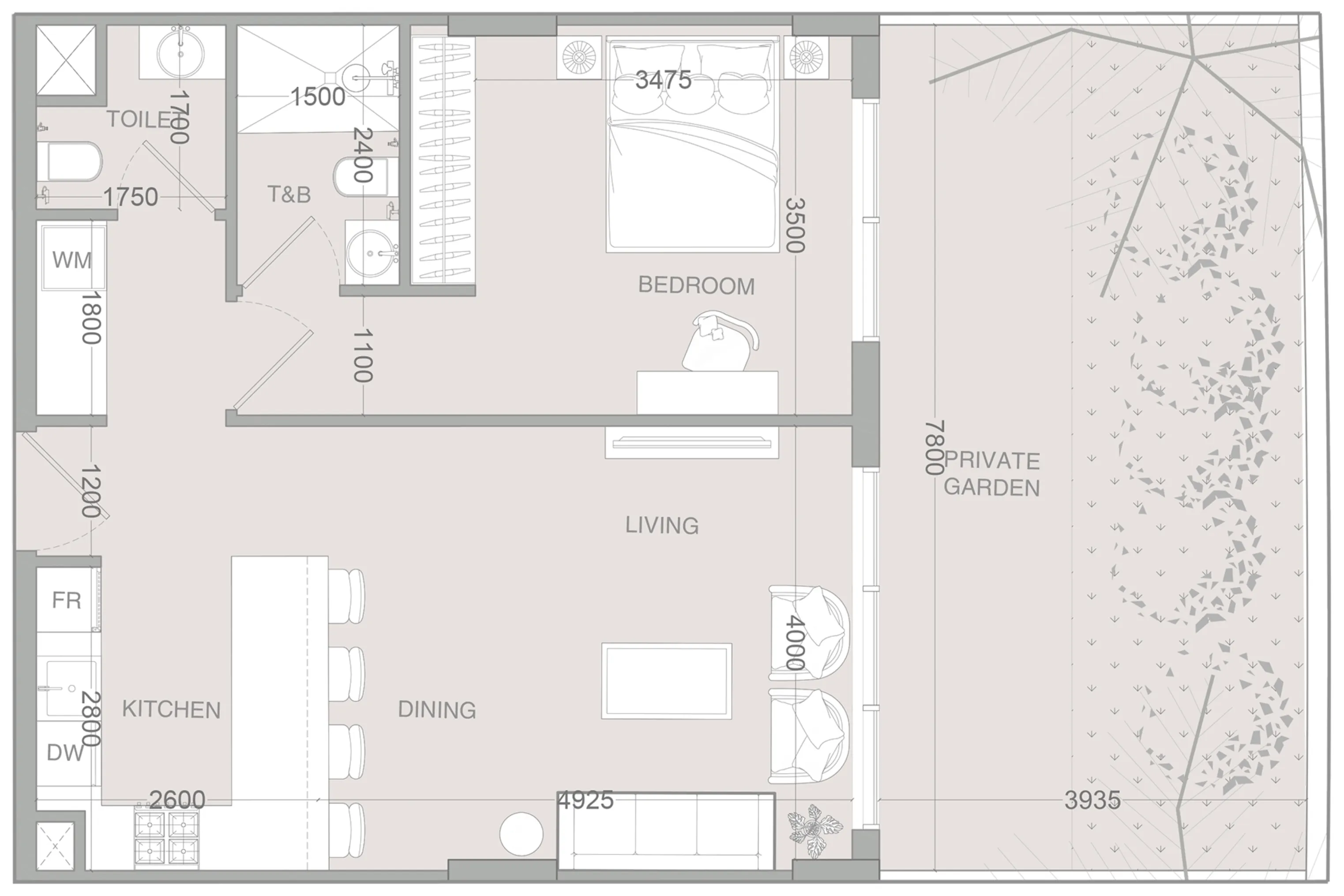 1 BR layout at IR1DIAN Park 2