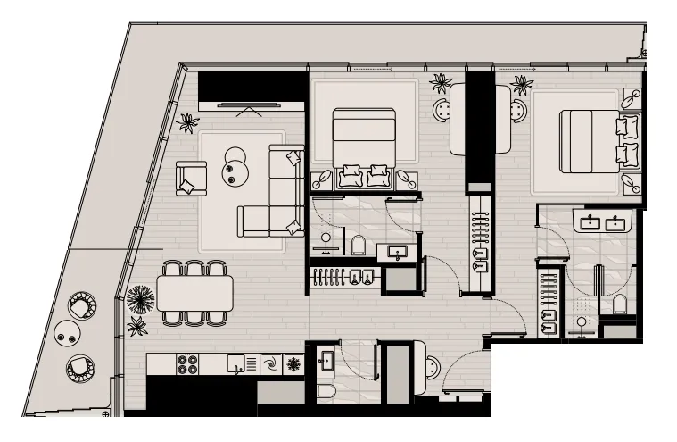 2 BR layout at LIV Maritime