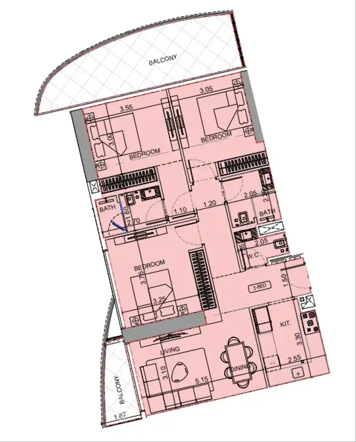 3 BR layout at Maybach Ultimate Luxury
