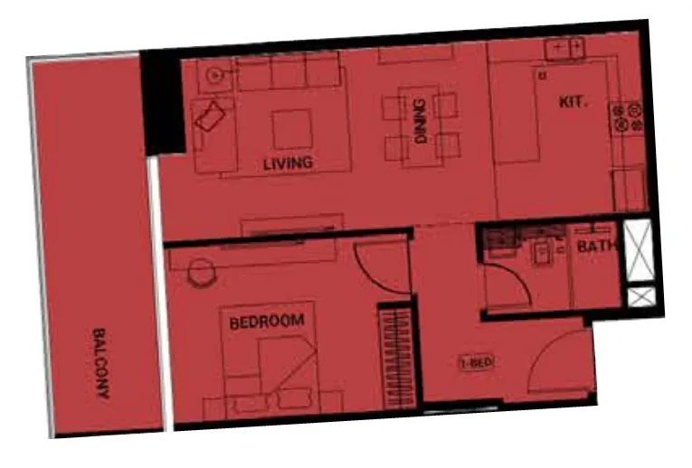 2 BR layout at Binghatti Ruby