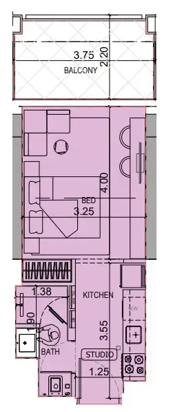0 BR layout at Binghatti Titania