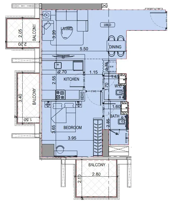 1 BR layout at Binghatti Luxuria