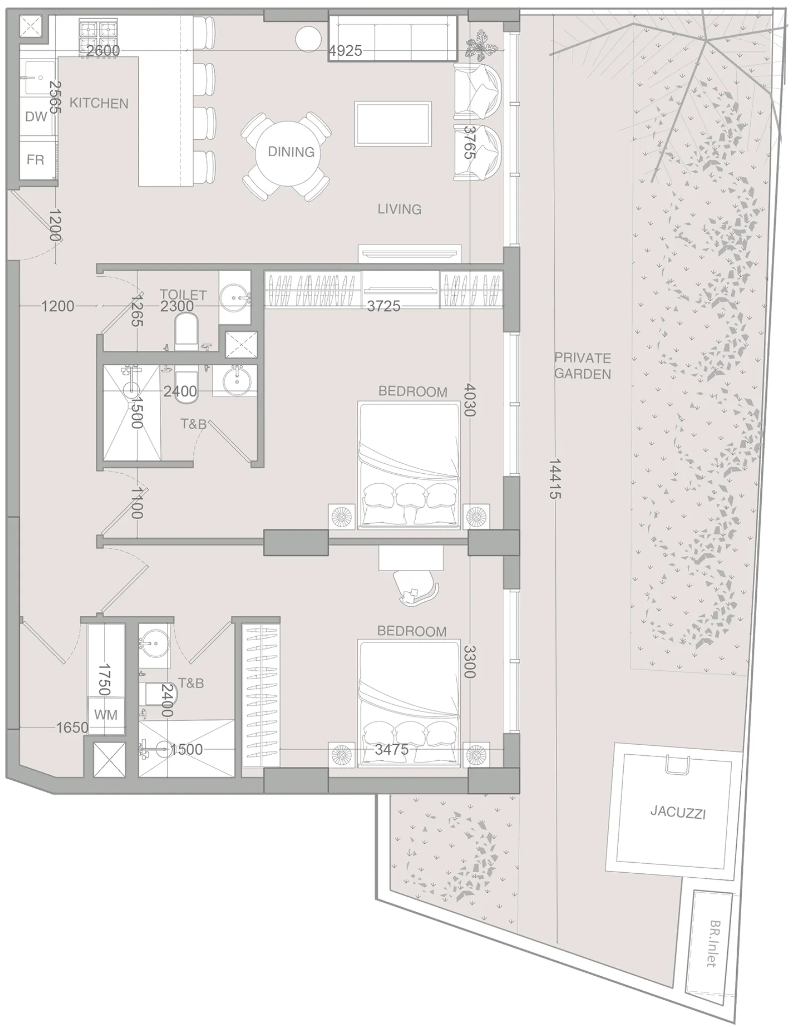 2 BR layout at IR1DIAN Park 2
