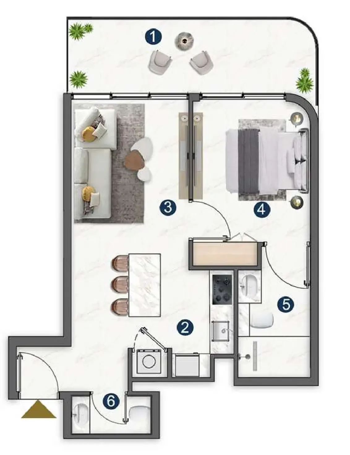 1 BR layout at Voxa Pantheon
