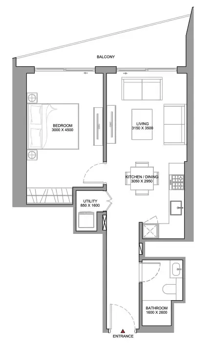 1 BR layout at The Serene at Sobha Central