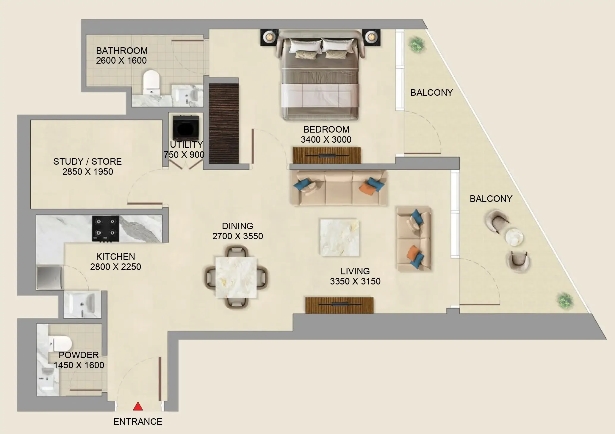 1 BR layout at Skyvue Altier