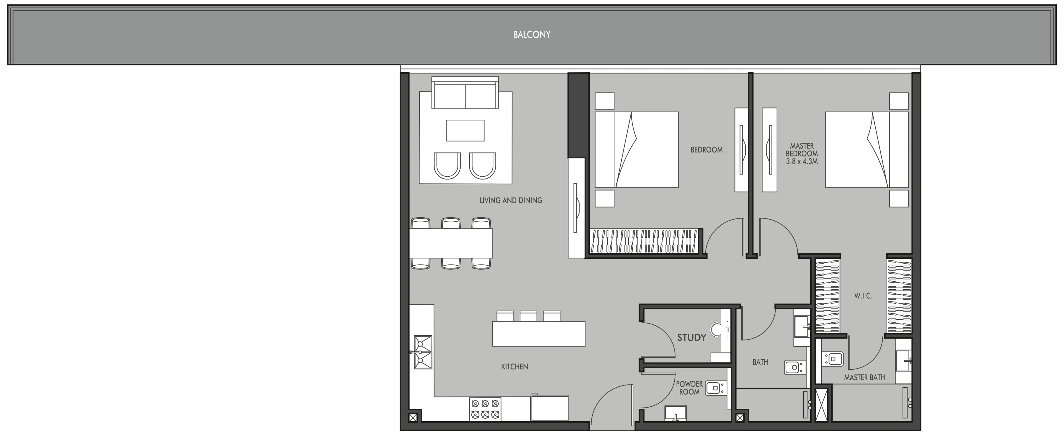 2 BR layout at Golf Place