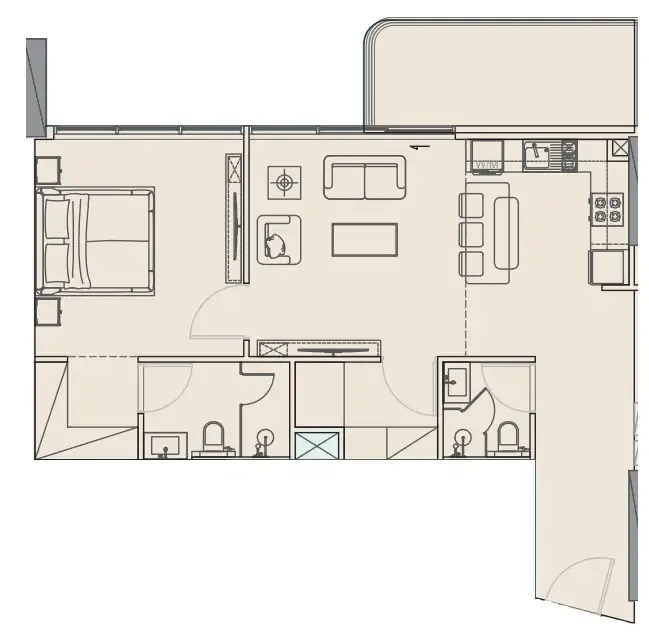 1 BR layout at Floarea Breeze