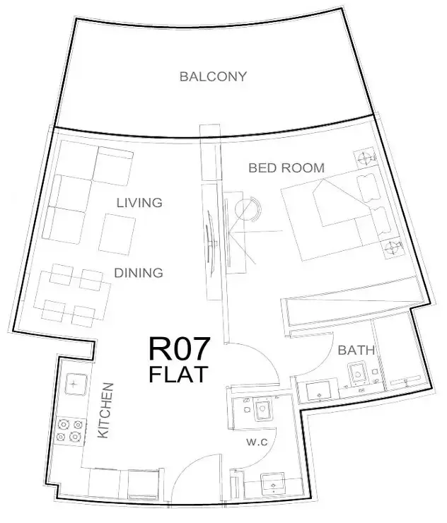 1 BR layout at Binghatti HillCrest