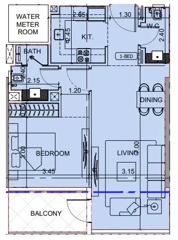 1 BR layout at Binghatti Cullinan