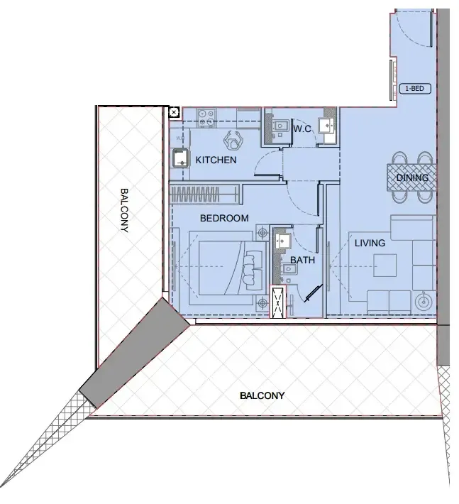 1 BR layout at One by Binghatti