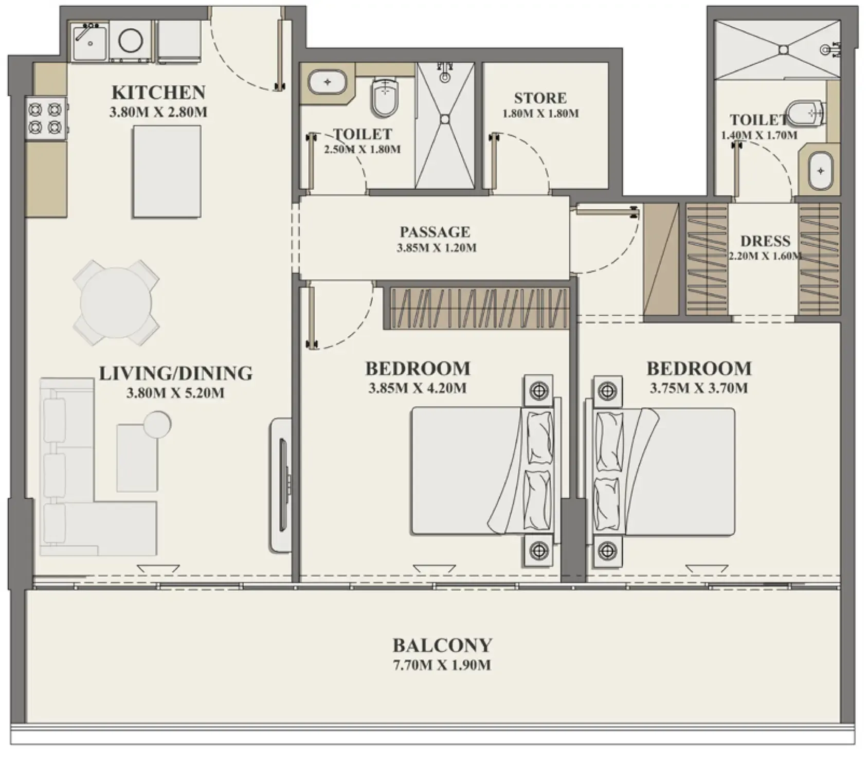 2 BR layout at Celeste Heights