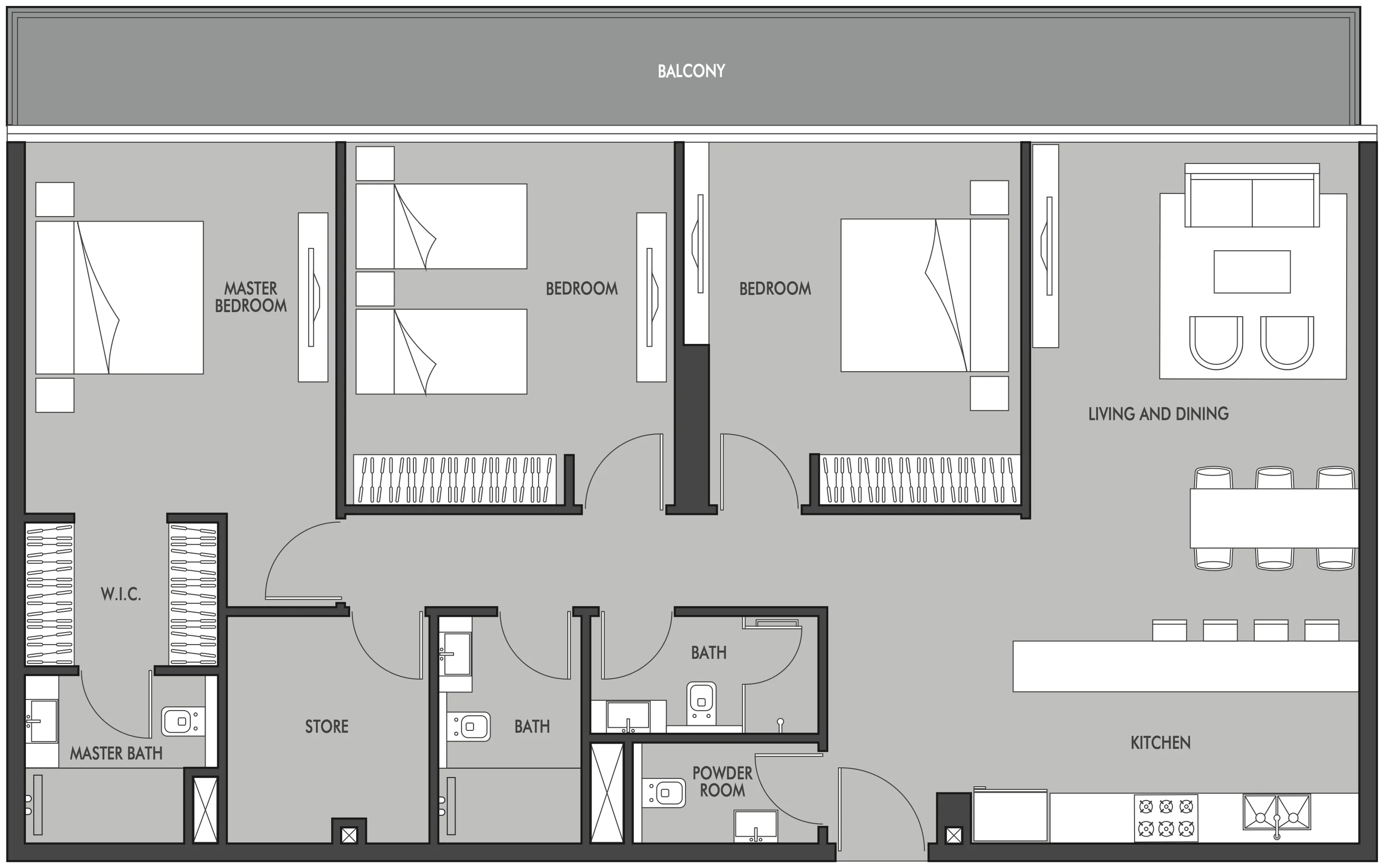 3 BR layout at Golf Place