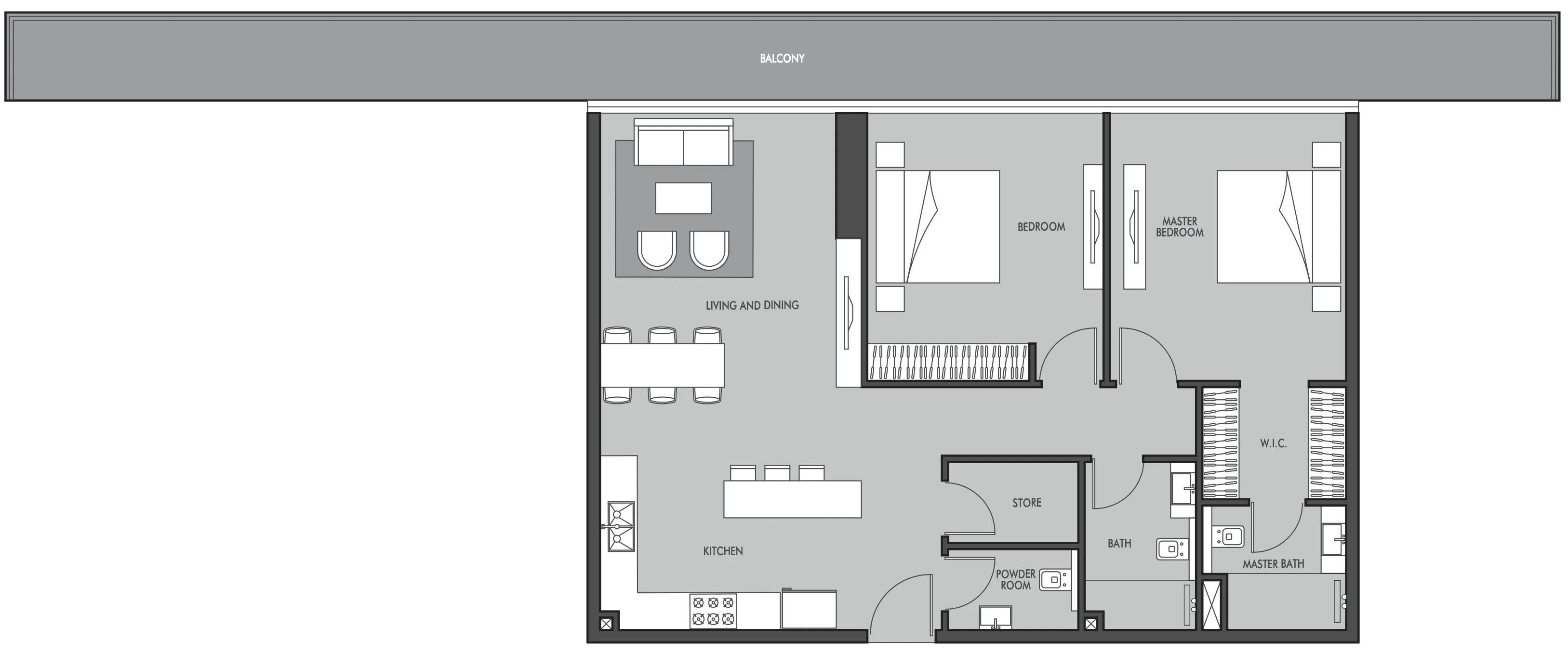 2 BR layout at Golf Place
