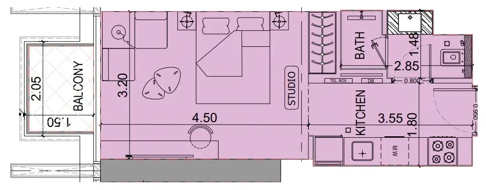 0 BR layout at Binghatti Luxuria