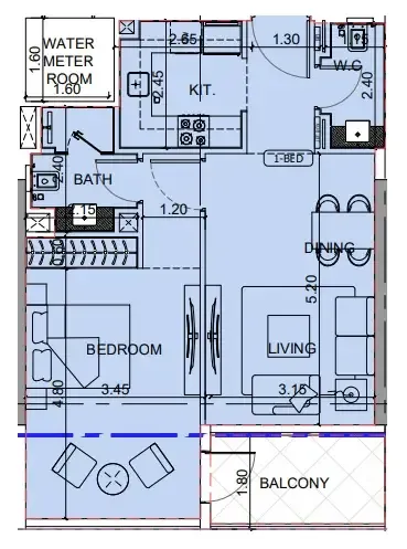 1 BR layout at Binghatti Cullinan