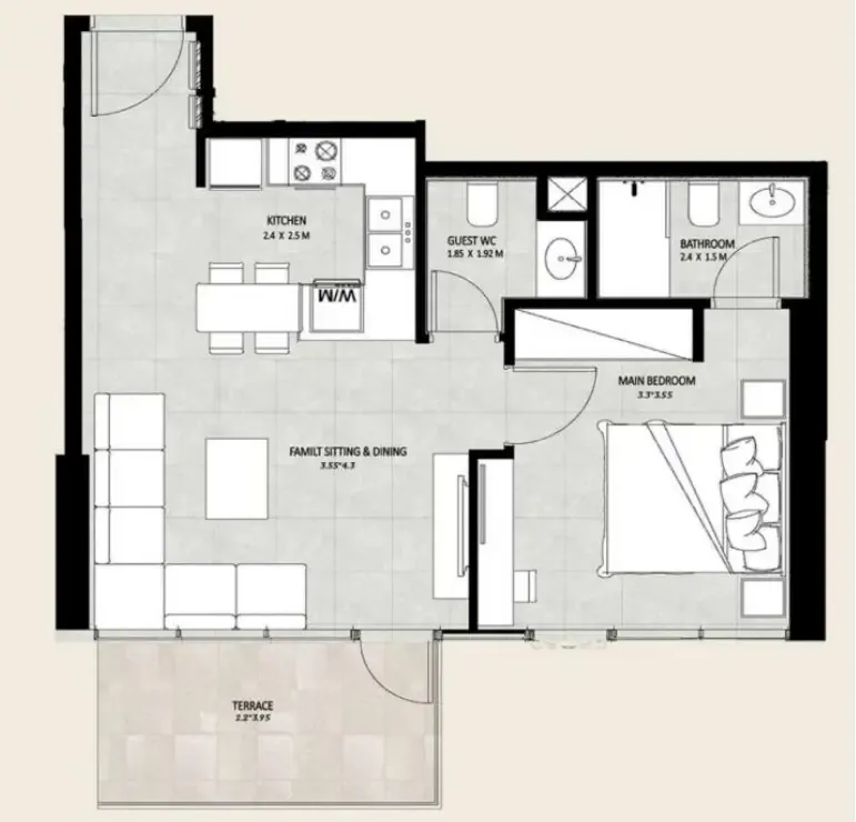 1 BR layout at Future Residence