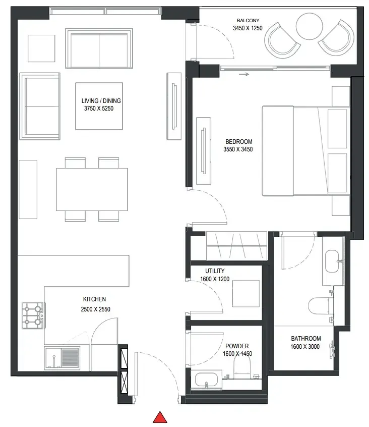 Sobha One 1 BR floor plan - Ras Al Khor, Dubai - by Sobha