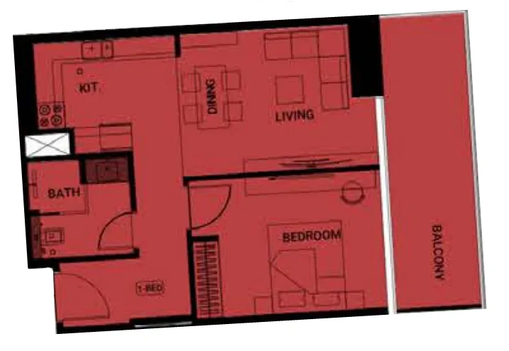 1 BR layout at Binghatti Ruby